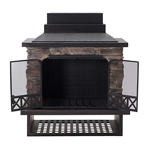 Sunjoy A304001100 Gwendolyn Wood Burning Fireplace, Black - Thumbnail 6