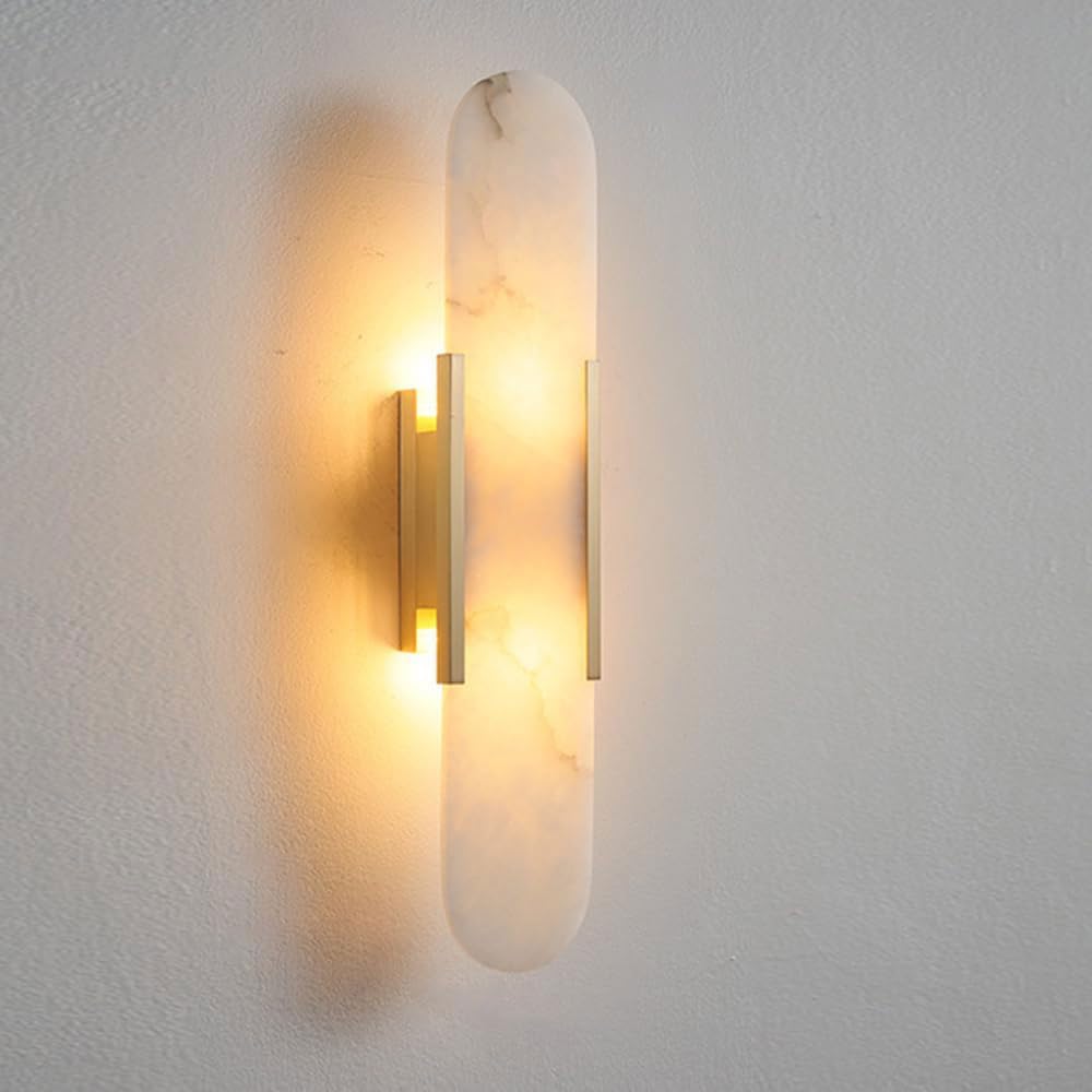 Guoguosm Multicolor Natural Alabaster Wall Light, Top And Bottom Illuminated Wall Sconce, Medieval Minimalist Style Indoor Wall Lamp, Living Room Entrance Stairs Decorative Lighting Fixtures