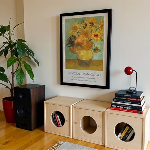 Image of Waltractive Vincent Van Gogh Paintings Framed Poster with Beautiful Quotes - Available in 33x22 and 48x33 CM - Classic Art Poster with sleek Black Frame - Elegant Home and Office Decor (Vase with Twelve Sunflowers, 9x13 Inch, Framed)