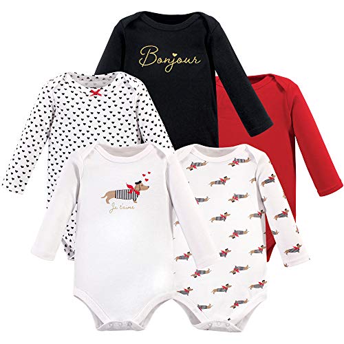 Image of Hudson Baby baby-girls Cotton Long-sleeve Bodysuits 5-pack