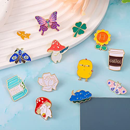 Japior 30Pcs Cute Enamel Pins Bulk Kawaii Brooches Button Pins Aesthetic Funny Cartoon Plant Enamel Pin For Backpacks Bag Hat #TOP3
