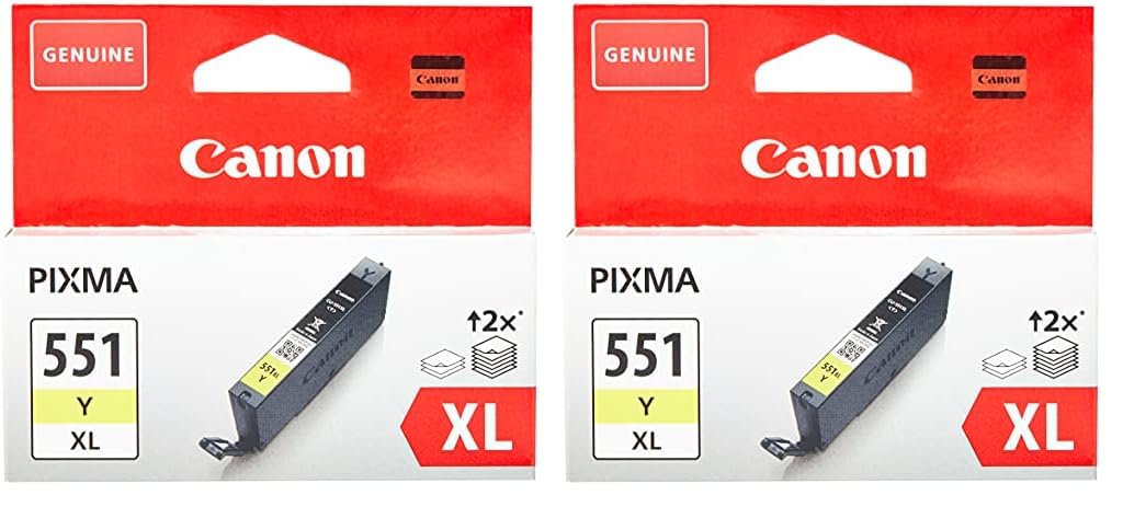 Canon Originaltinte CL-551 Y XL, Größe XL, Gelb, Recyclebare Verpackung (Packung mit 2)