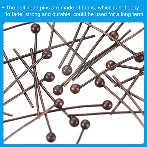 Patikil 100Pcs Red Copper Ball Head Pins Jewelry Making 24 Gauge 20Mm Wire Head Pins Brass Round Ball Head Pins Metal End Head Pins For Diy Craft Necklaces Bracelets Earrings #TOP4