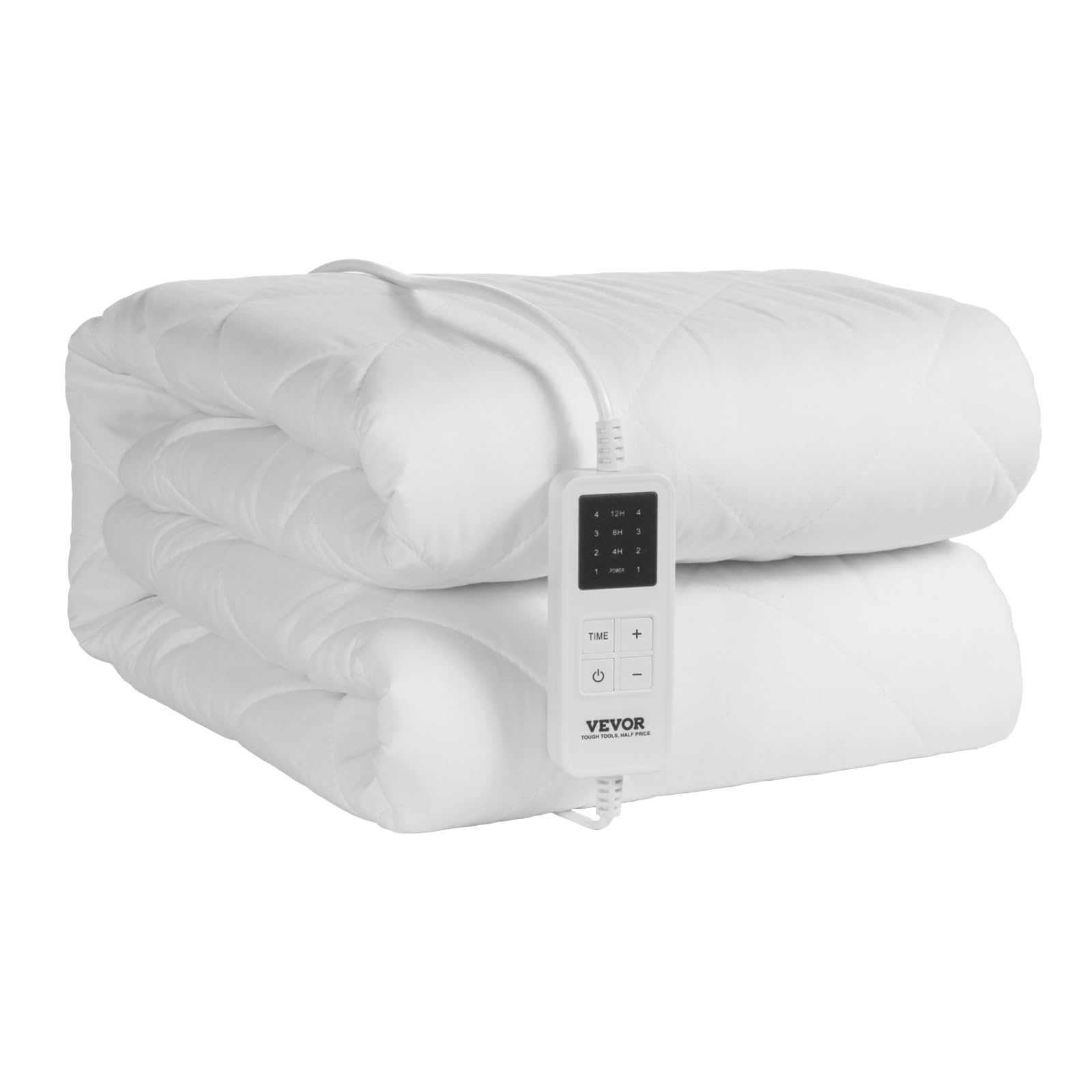 VEVOR Beheizte Matratzenauflage, 150 x 80 cm, Bettwärmer mit 4 Heizstufen, 12-Stunden-Timer, 8-Stunden-Abschaltautomatik, rundum elastische Taschen, Matratzenauflagen aus gebürstetem Stoff