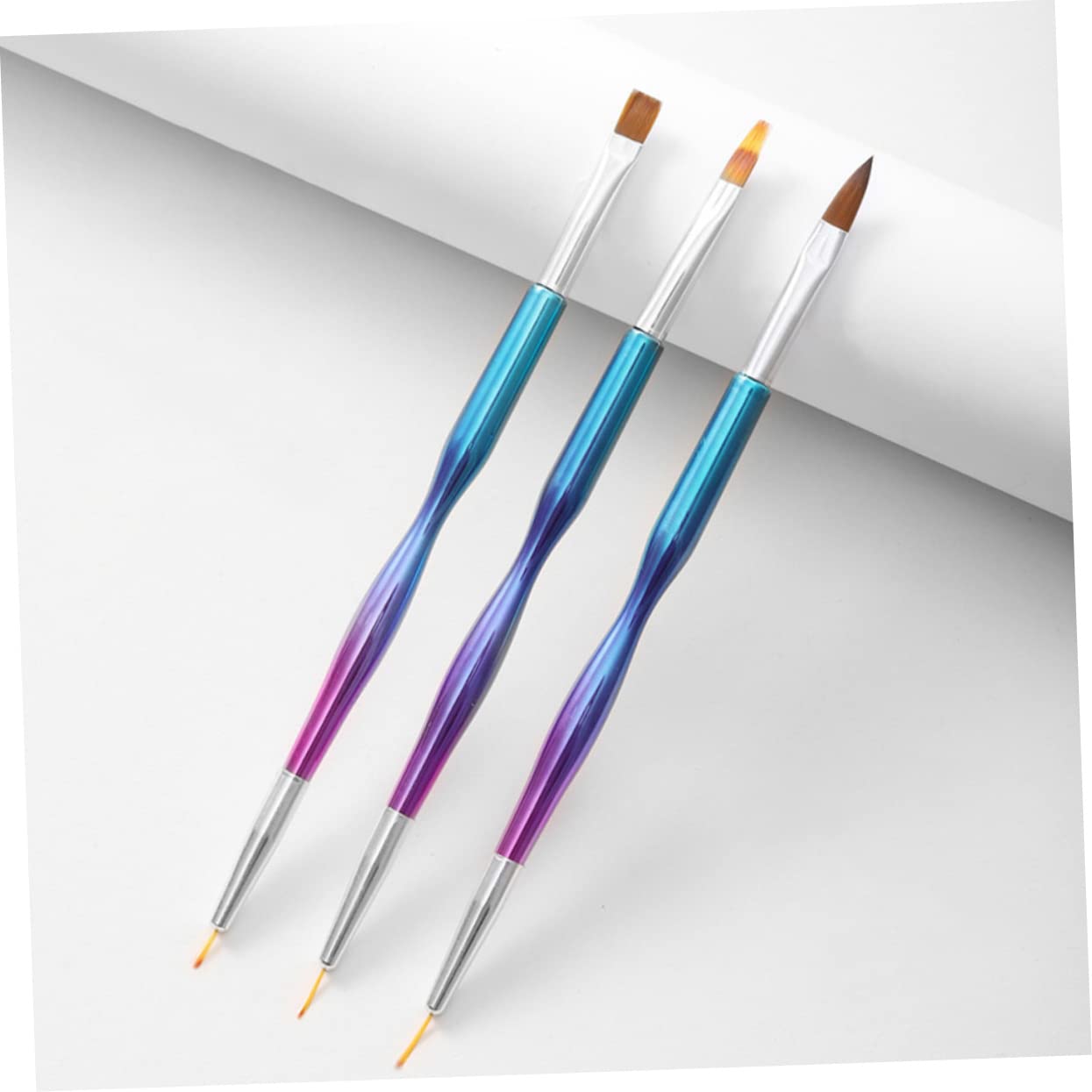 OUNONA 3Pcs Double Ended Nail Art Brush Premium Nail Brush Pens for Easy Nail Design Cleanup for Home Salon Use Compact Reusable Nail Art Accessories