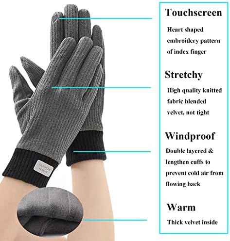 Melofo Winter Women Knitted Touchscreen Gloves Warm Windproof Cycling Running Gloves for Women Thermal Cold Weather Handwarmers Mittens for Women Girls Gift for Women