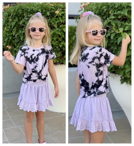 Image of Arshiner Girls Casual Tie Dye Short-Sleeve T-Shirt Cute Print Summer Blouse for Girls Twist Front Tunic Tee Tops