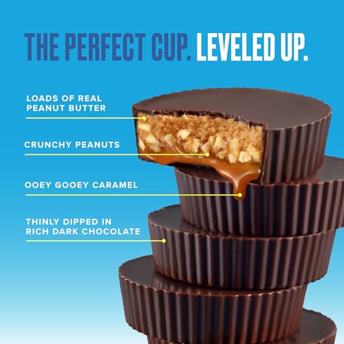Image of SkinnyDipped Caramel Peanut Paradise Cups, 3.2oz Bags | 4 Pack | Rich Dark Chocolate, Creamy Peanut Butter & Caramel Filled | Individually Wrapped | Low Sugar | Gluten Free
