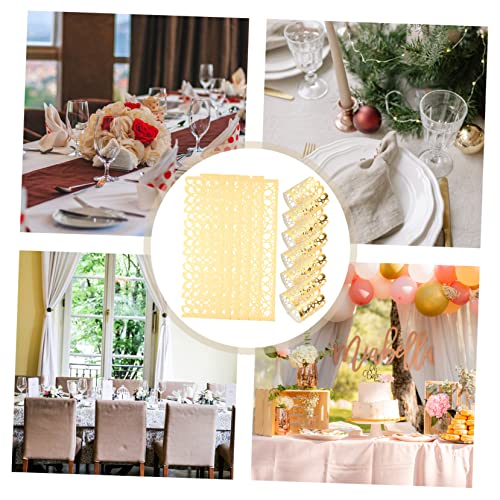 Stobaza 200 Pcs Ring Events Metallic Year Lace Bands Gold Buckles Foil Decors For Golden Decorative Vintage Cut Rings Self Banquet Dinner Services New Napkin Tissue Band Disposable Hollow #TOP2