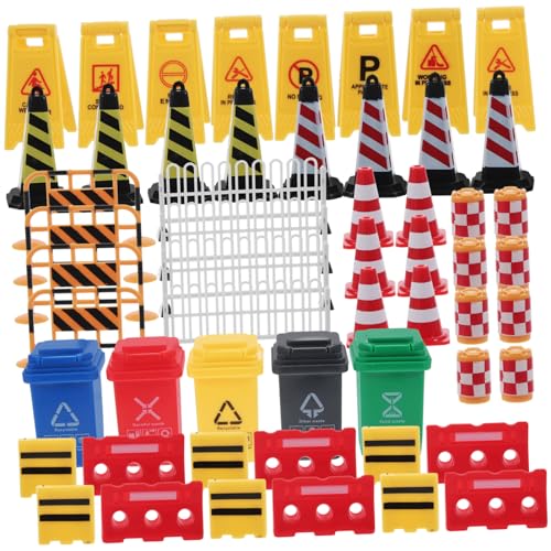 BESPORTBLE Juguetes Educativos de Señales de Tráfico Miniatura de Barricadas y Señales para Material de Plástico Seguro y Resistente para Aprendizaje Infantil