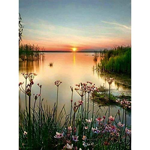 T-YIFUZX 5D DIY- Paisaje al Atardecer Kit de Pintura de Diamante DIY 5D Diamond Painting Diamantes de imitación de Diamante Bordado de Punto de Cruz 50x75cm