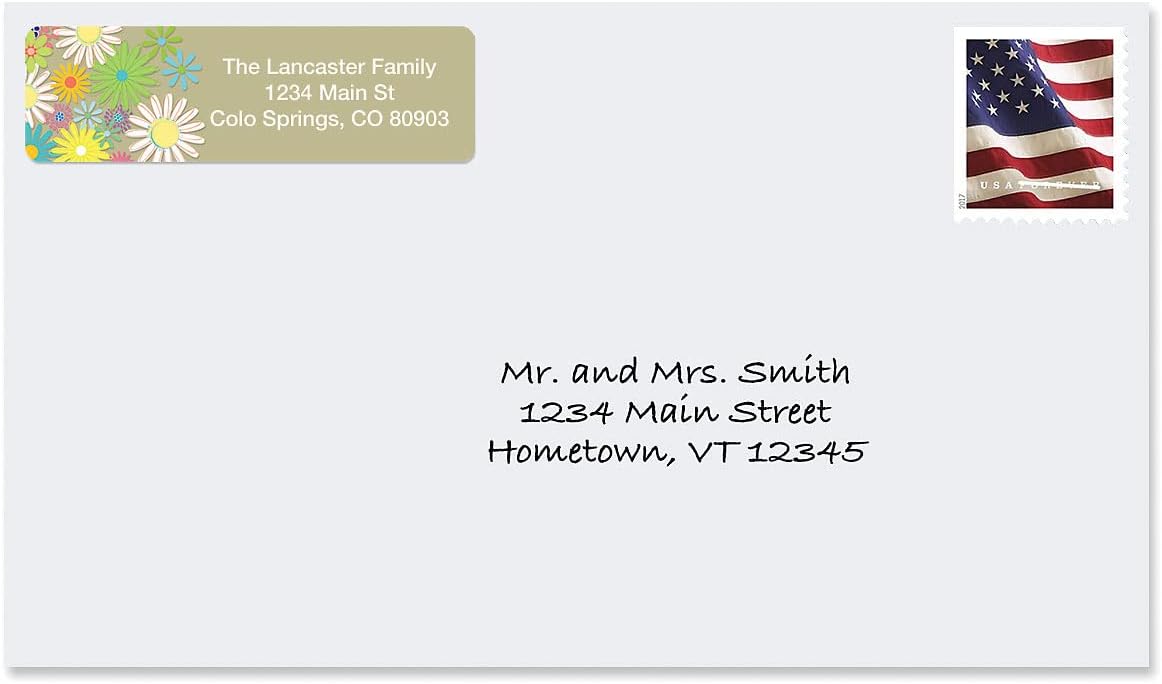 Petite Flowers Rolled Personalized Return Address Mailing Labels with Dispenser, Set of 250, 5 Designs, Small ¾ x 2½ Inch Size, Custom Self-Adhesive Sticker Roll, by Colorful Images