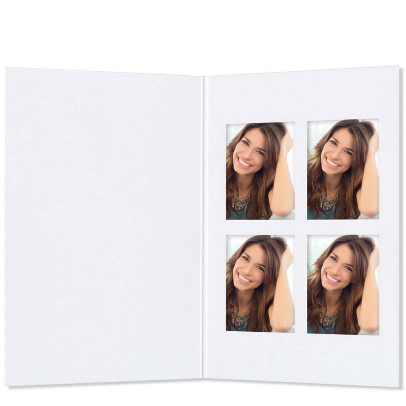 Schoeller & Stanzwerk© - 100 Stück Passbildmappen mit 4 Ausschnitten für Passbildfotos 4,5x6 cm - weiß matt - Kwick