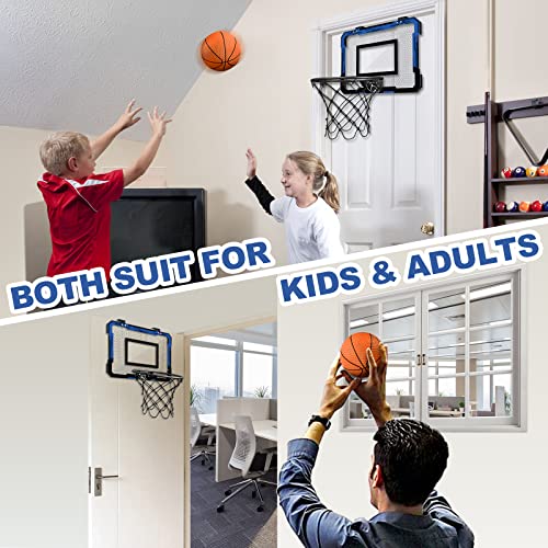 Qdragon Mini Basketball Hoop, Over The Door Indoor, With 3 Balls/Inflator/Breakaway Rim, Basketball Toy Gifts For Kids And Adults, Suit For Bedroom/Office/Outdoor, Blue #TOP5