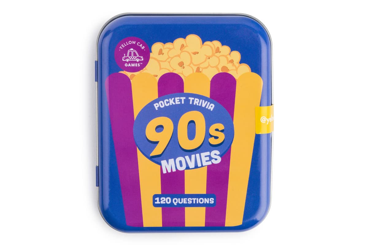 Movies Trivial Pursuit Game - 90's Fun & Challenging Card Game Set 60 Cards with 120 Questions - Easy to Play Pocket Trivia Games for Adults Teenagers