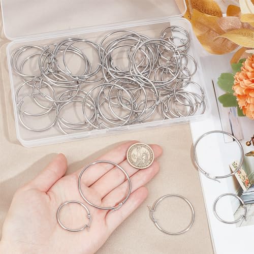 SOFPLATE 1 Box 30 works 3 Style Hoop Earring Findings Round Earring Beading Hoops Silver Hypoallergenic Stainless Steel Large Earrings Open Dangle Earring Hoops for jewellery Making Supplies DIY Craft - Image 3