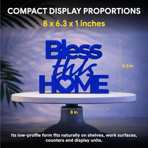 Image of Mad Masters Bless This Home Vastu Desk Decor - Aesthetic Table, Shelf & Wall Showpiece for Home Office, Business. Blessing & Friendly Gifting, Royal Blue (20.3 x 16 x 2.5 cm)