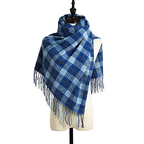 Miękki Szal Szalik zimowy Kobiety Ciepły Koreański Styl Szklany Szaliki Womans Winter Fall Ciepłe Duże Tartan Wrap Szal Szalik Na Co Dzień(A)