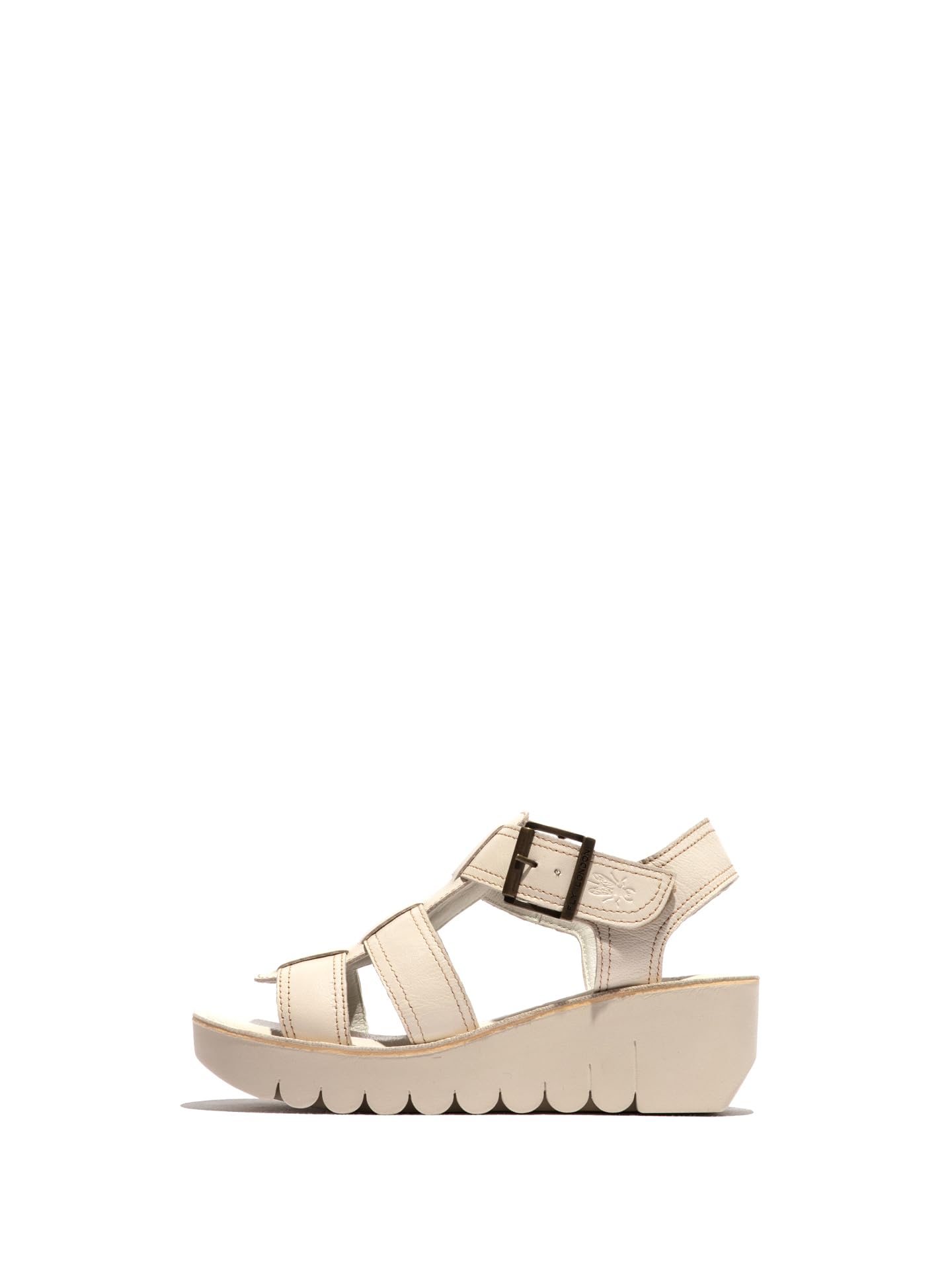 Fly London Women's White Yudd236fly Off Leather Wedge Sandals - Off - Uk 7 | Eu 40 | Us 9