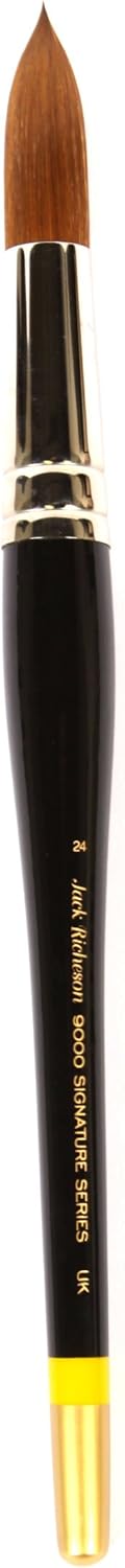 Jack Richeson 9000 Series Synthetic Short Handle Watercolor Round Brush, Size 24