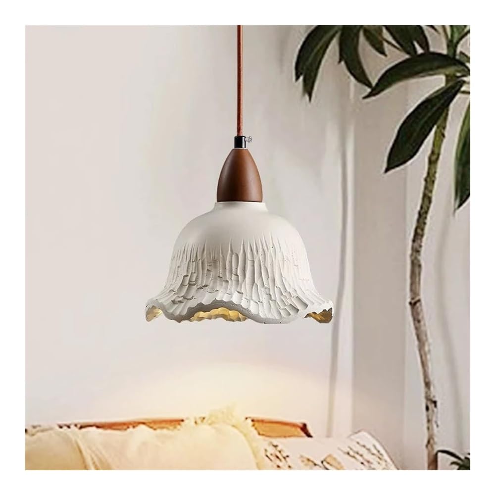 Lustre LED en béton japonais, suspension florale rétro de salon