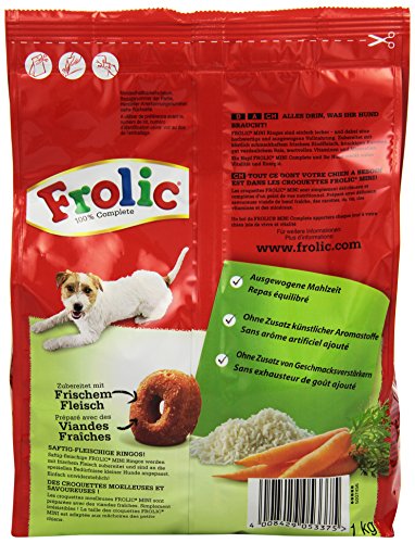Frolic Hundefutter Trockenfutter für kleine Hunde mit Rind, Karotten und Getreide, 1 Beutel (1 x 1kg)