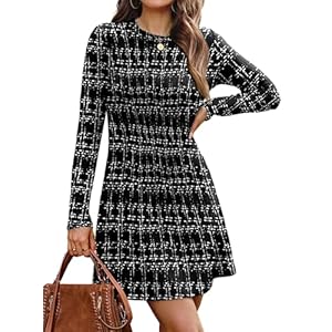 OFEEFAN Fall Dresses for Women 2025 Long Sleeve Crew Neck Sweater Dress