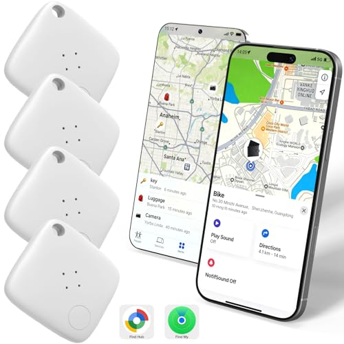 OTIC-Smart-Tracker-Work-with-Apple-Find-My-Google-Find-Hub-for-Dual-System-Tracking-Device-Item-FinderKey-Luggage-PassportReplaceble-Battery-White-4-Pack OTIC Smart Tracker Work with Apple Find My & Google Find Hub, for Dual-System Tracking Device Item Finder,Key Luggage Passport,Replaceble Battery (White, 4 Pack) - Image 1