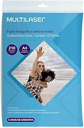 Papel Fotográfico Adesivo 210G/M2 A4 com 10 Folhas Multilaser - PE007