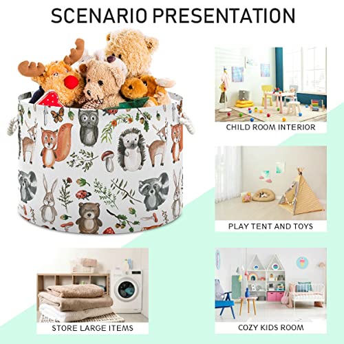 Image of senya Storage Bin Basket Large Foldable Clothes Bag Round Collapsible Fabric Laundry Hamper Folding Washing Bin Woodland