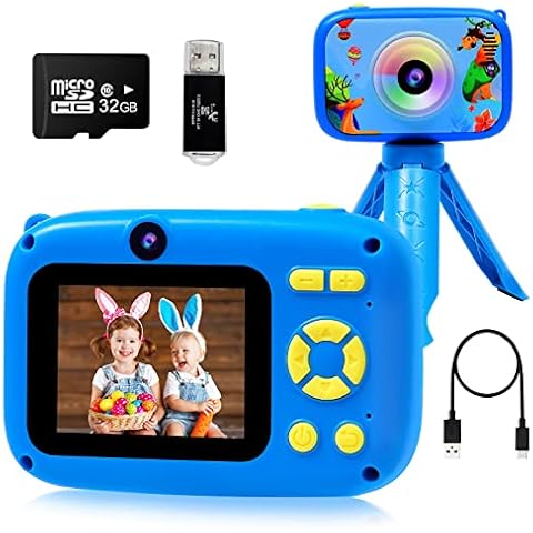 Kids Camera- 40MP Camera for Kids with 2.4 inch Large Screen, 1080P HD Digital Video Cameras for Toddler Children's Birthday with 32GB SD Card, SD Card Reader Blue Cover