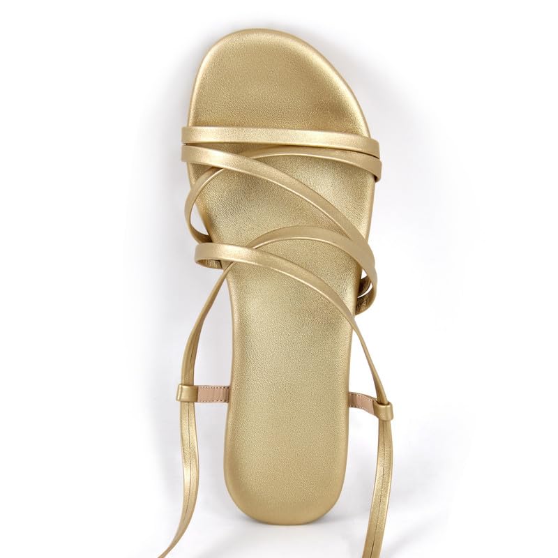 Richealnana Women's Flats Beach Shoes for Women Strappy Gladiator Sandbeach Lace-Up Sandals2