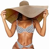 Tinkeep Oversized Beach Straw Hats for Women for Women Extra Large Wide Brim Beach Hat Foldable Roll up Floppy Sun Hat (Khaki)
