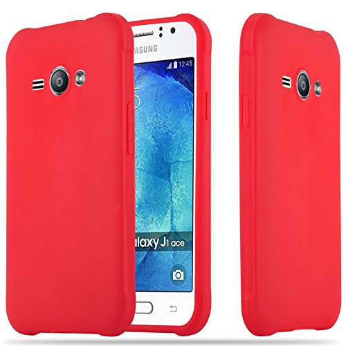 cadorabo Coque pour Samsung Galaxy J1 ACE en Candy Rouge - Housse Protection Souple en Silicone TPU avec Anti-Choc et Anti-Rayures - Ultra Slim Fin Gel Case Cover Bumper