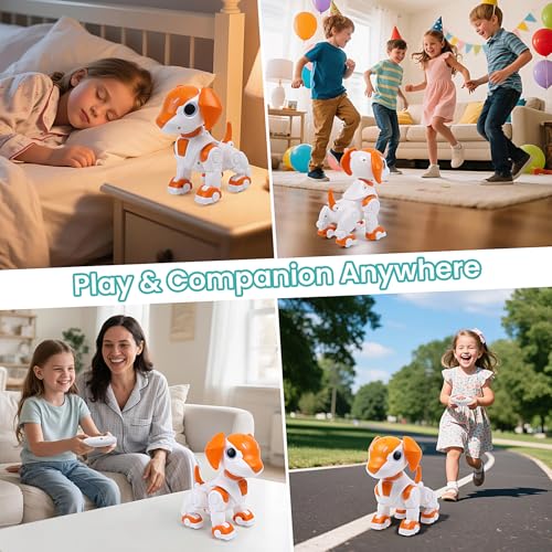 Image of IQKidz Remote Control Robot Toys Dog for Kids Age 3-8, RC Smart Walking Electronic Pet Dog Toy with Light Eyes, Dancing and Music, Gift Ideas for Toddler Boys and Girls 4 5 6 7 Year Old