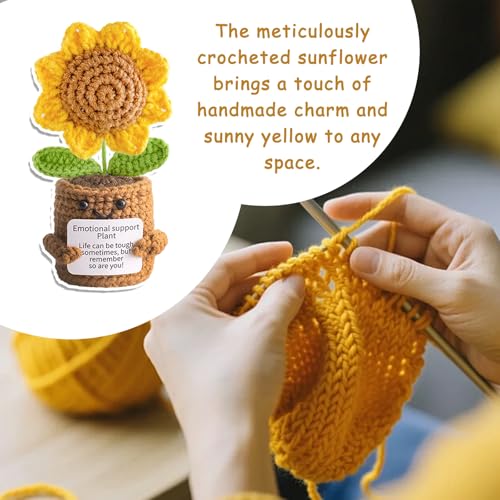 Miniatura 4 de Fosdick Girasol Crochet Positivo, Patata Positiva, Girasol De Crochet Con Tarjeta, Girasoles De Ganchillo, Girasoles Muñeco De Ganchillo Regalos Para Familia, Amigos, Fiesta, Decoración Del Hogar