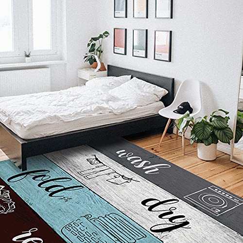 Indoor Area Rug, Laundry Room Non Slip Carpet Pad Bathroom Mat, Wash Dry Fold Repeat Splicing Colorful Wood Kitchen Runner Area Rug For Bedroom/Living Room/Kids Room 3'X5' #TOP4