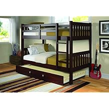 Donco Kids Austin Mission Twin Over Twin Cappuccino Bunkbed with Twin Trundle