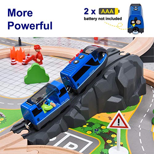 Giant Bean 70Pcs Wooden Train Set With Battery Locomotive Train Fits Thomas, Brio, Chuggington, Melissa Wooden Train Tracks, Expandable Train Toys For 3+ Years Old Girls & Boys #TOP1