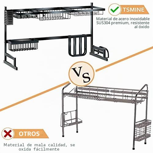 HUOLE Escurridor de Platos de Acero Inoxidable para Platos, Cuencos, Tazas para Estante de Cocina, Desmontable, 2 Niveles (85x32x52cm)