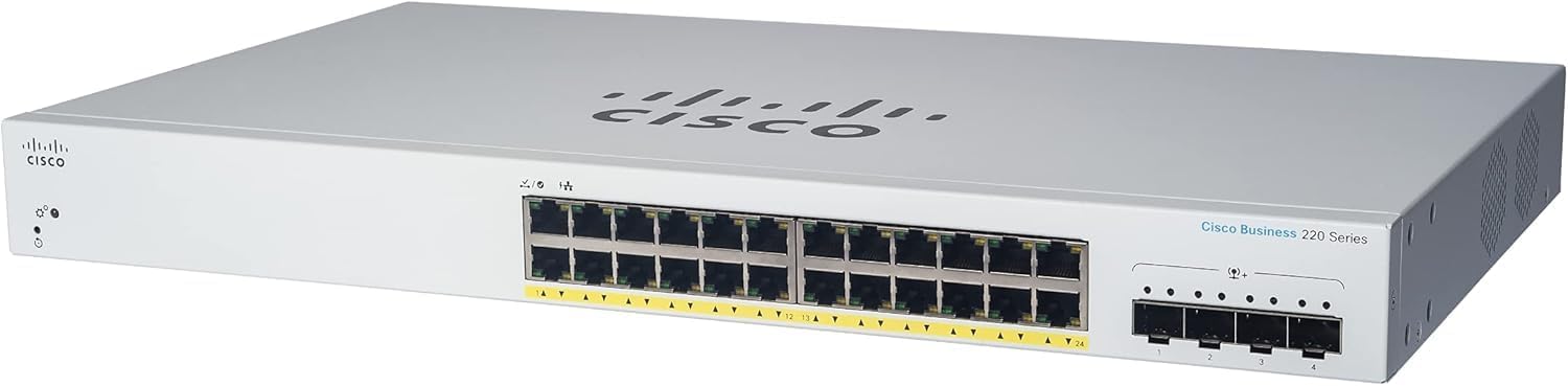 DESIGNED Business CBS220-24P-4G Smart Switch | 24 Port GE | PoE | 4x1G SFP | 3-Year Limited Hardware Warranty (CBS220-24P-4G-NA)