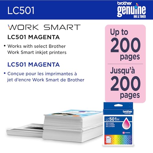 Image of Brother Genuine LC501M Standard Yield Magenta Ink Cartridge (for use with Work Smart 1260W, 1360DW, and 1410DW Printers)