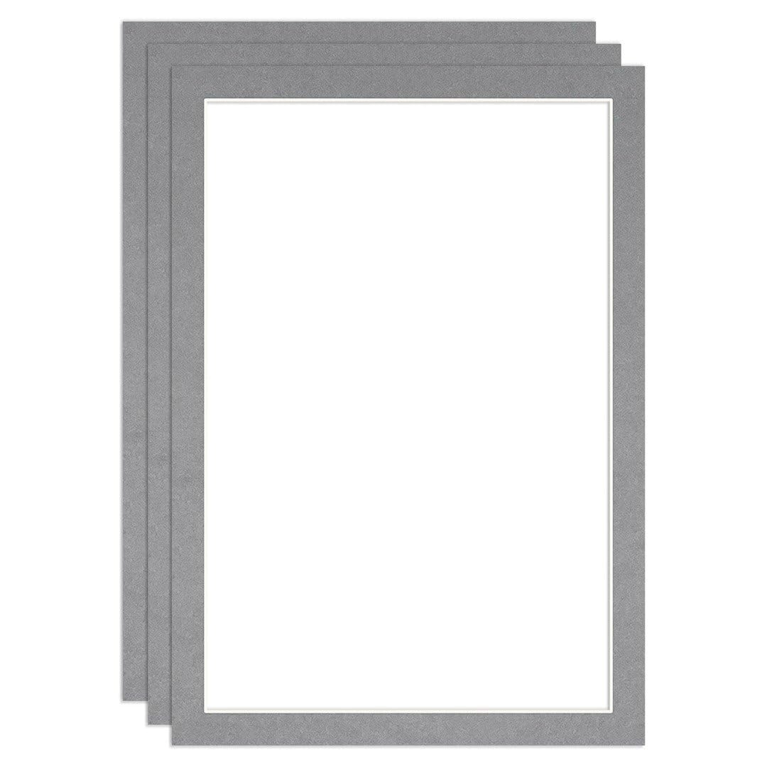 Procut Global 100x70cm Mid Grey Picture Mounts to Fit 90x60cm Aperture - Precision Cut Cardboard Photo Mount - Ideal for Frames, Prints, Artwork & Certificates - Sizes & Colours Available - 3 Pack โ image 1