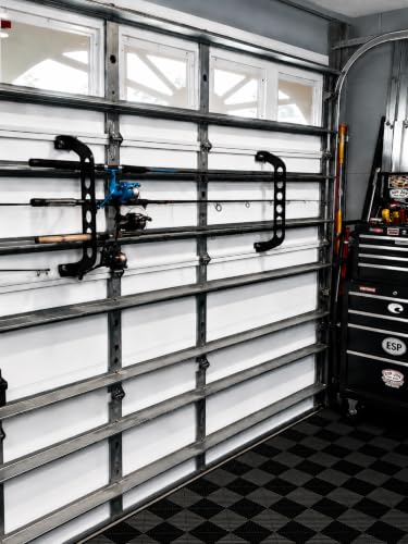 Cobra Storage Garage Door Storage Rack - 21 Black ABS Plastic Fishing Rod Holder - Ultimate Garage Organization for Fishing Gear and Equipment Saltwater Fishing Gear (1 Pack)