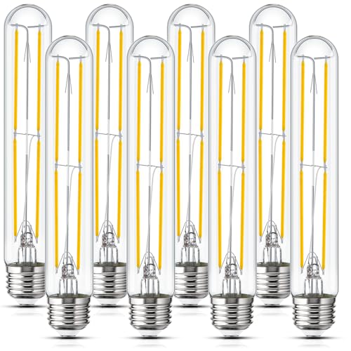 Image of Tubular Light Bulb 7.3 Inch Dimmable T10 LED Bulb E26 6W 60 Watts 4000K | White Light,type T Edison Bulbs, 185mm Long for Wall Sconces, Pendant, Livingroom, 8-Pack