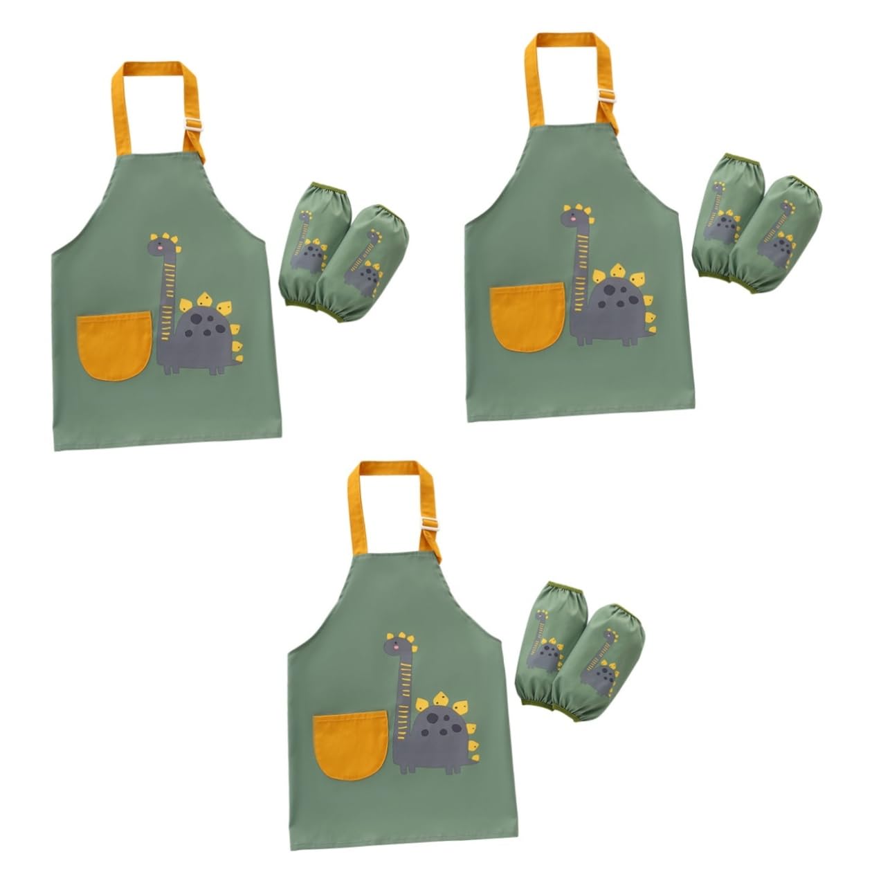 Abaodam 3sätze Kinderschürze Dinosaurier Kreative Malschürze Für Jungen Und Mädchen Verstellbare Schutzschürze Für Malen Basteln Und Kochen Jahre Wiederverwendbar Und Waschbar