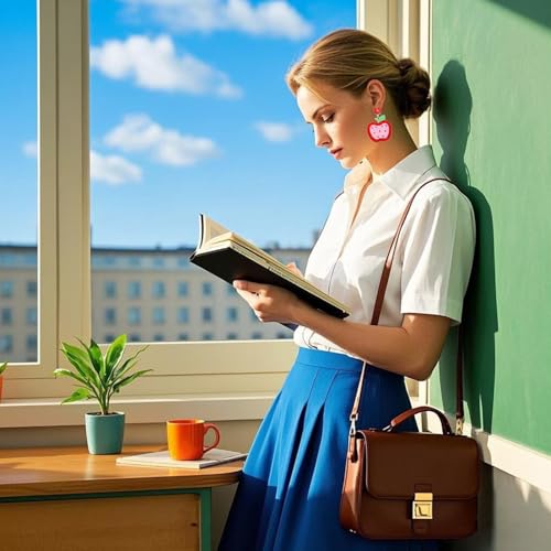 2/3 Pairs Pencil Earrings - Rhinestone Beaded Dangle Drop Earrings for Women - Colorful Teacher Appreciation Gift Set2