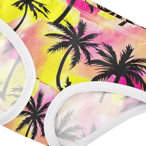 Joisal Durable Toddler Girls Underwear 2t Cotton Panties for Girl Black Palm Trees Watercolor Cucoloris Underpants Briefs4