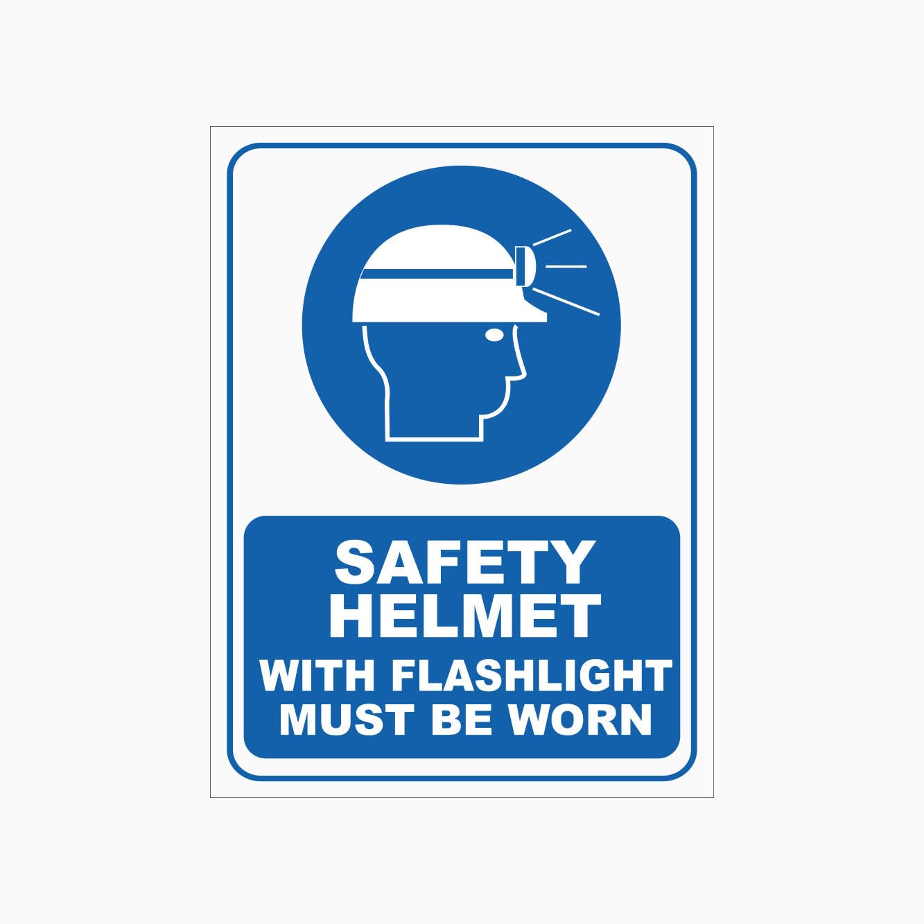 SAFETY HELMET WITH FLASHLIGHT MUST BE WORN Sign PPE Metal Tin Sign 8 x 12 inch for Industrial & Commercial Series