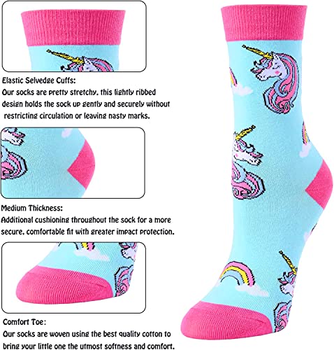 Funny Animal Socks for Girls - 4 Pack Novelty Kids Socks, Gifts for Girls 4-6 Years4